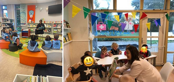 Wethouder Jacky Silos leest voor bij Kinderopvang Het Droompaleisje in de Westwijk