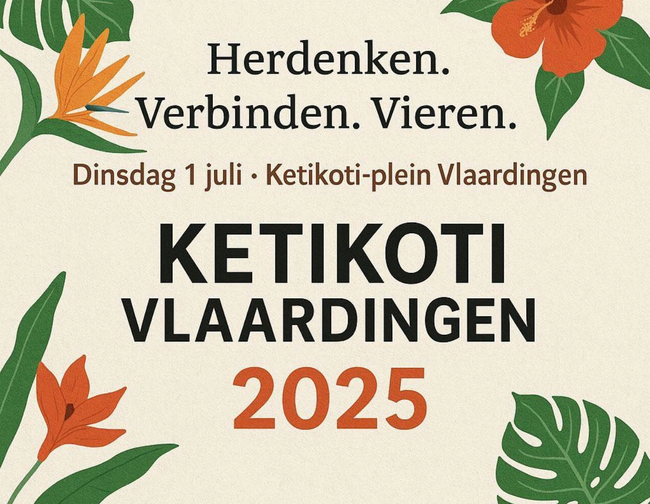 Viering Keti Koti op dinsdag 1 juli