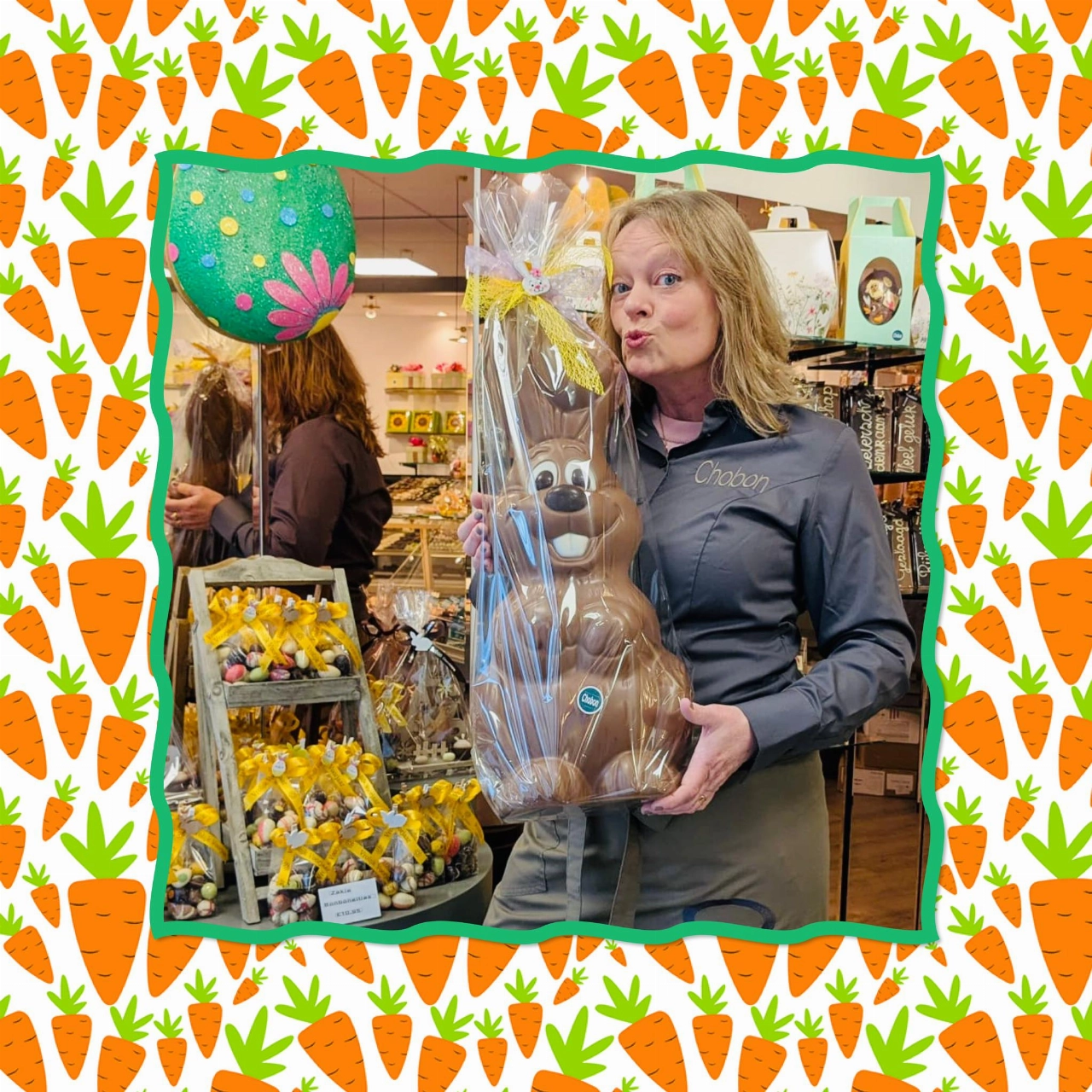 Reuze paashaas Chobon voor medewerkers Hospice