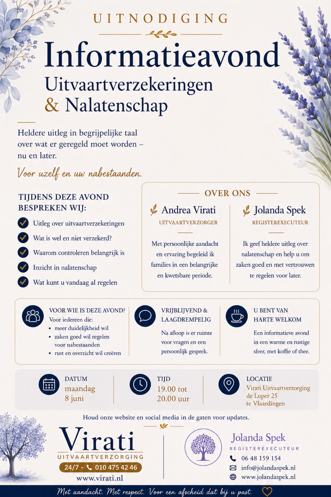 Informatieavond Uitvaartverzekeringen en Nalatenschap bij Virati Uitvaartverzorging en Uitvaartwinkel