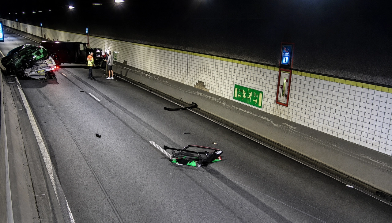 Beneluxtunnel afgesloten na aanrijding