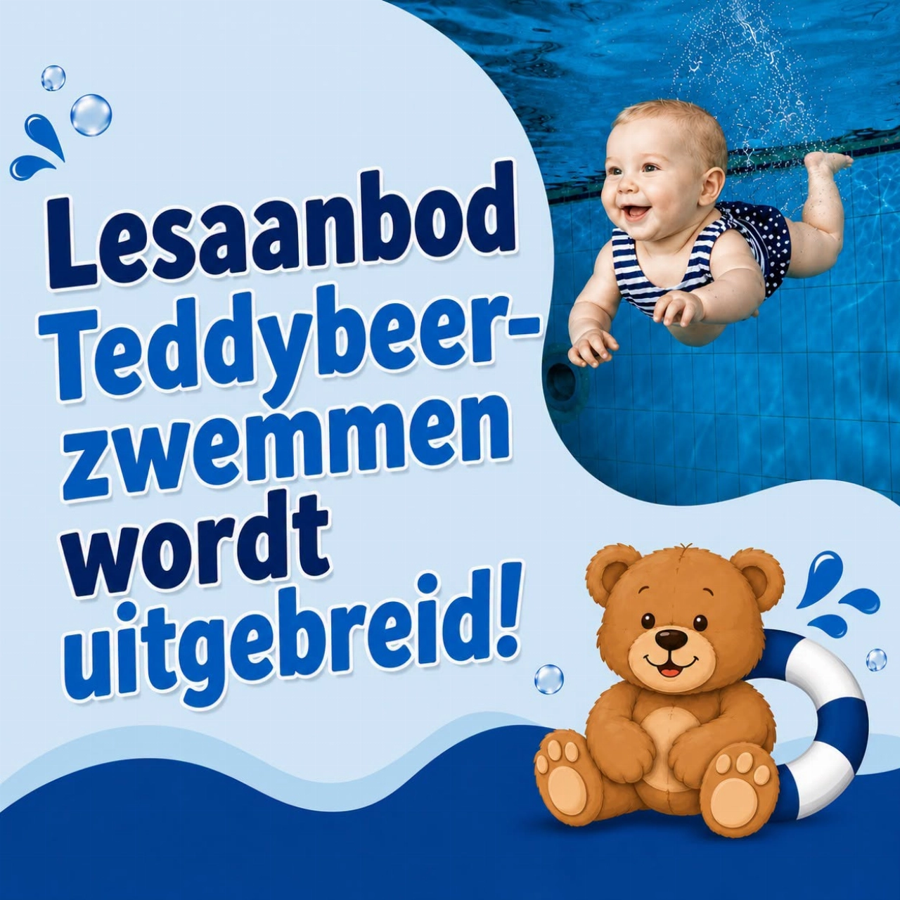 De Kulk breidt Teddybeerzwemmen uit met lessen op maandag