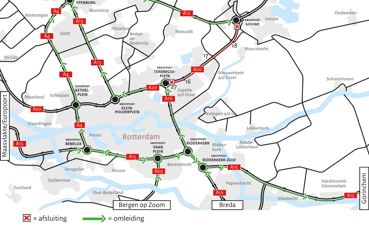 A20 volgend weekend afgesloten