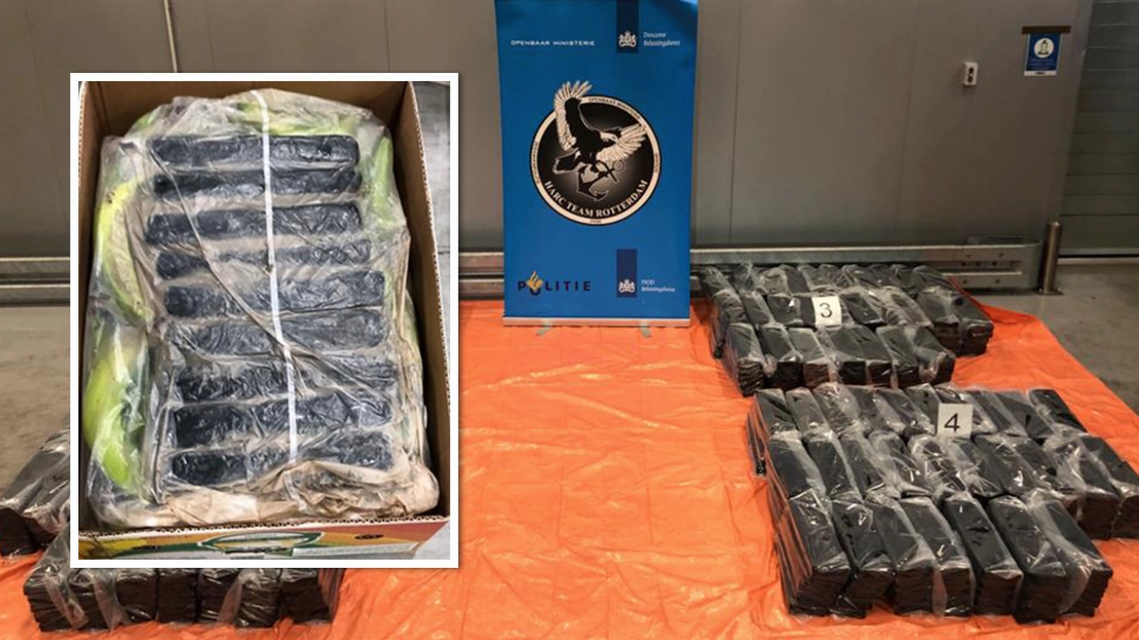 1100 kilo coca&iuml;ne verstopt tussen bananen