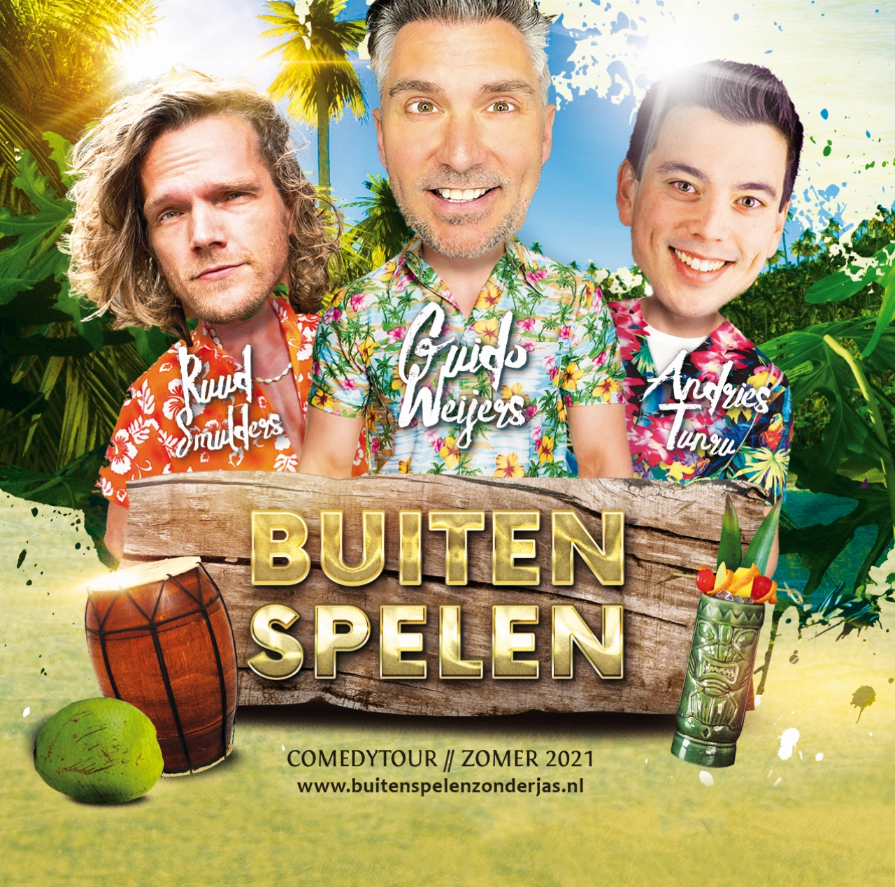 Buiten spelen met drie cabaretiers op Vlaardings Stadsstrand