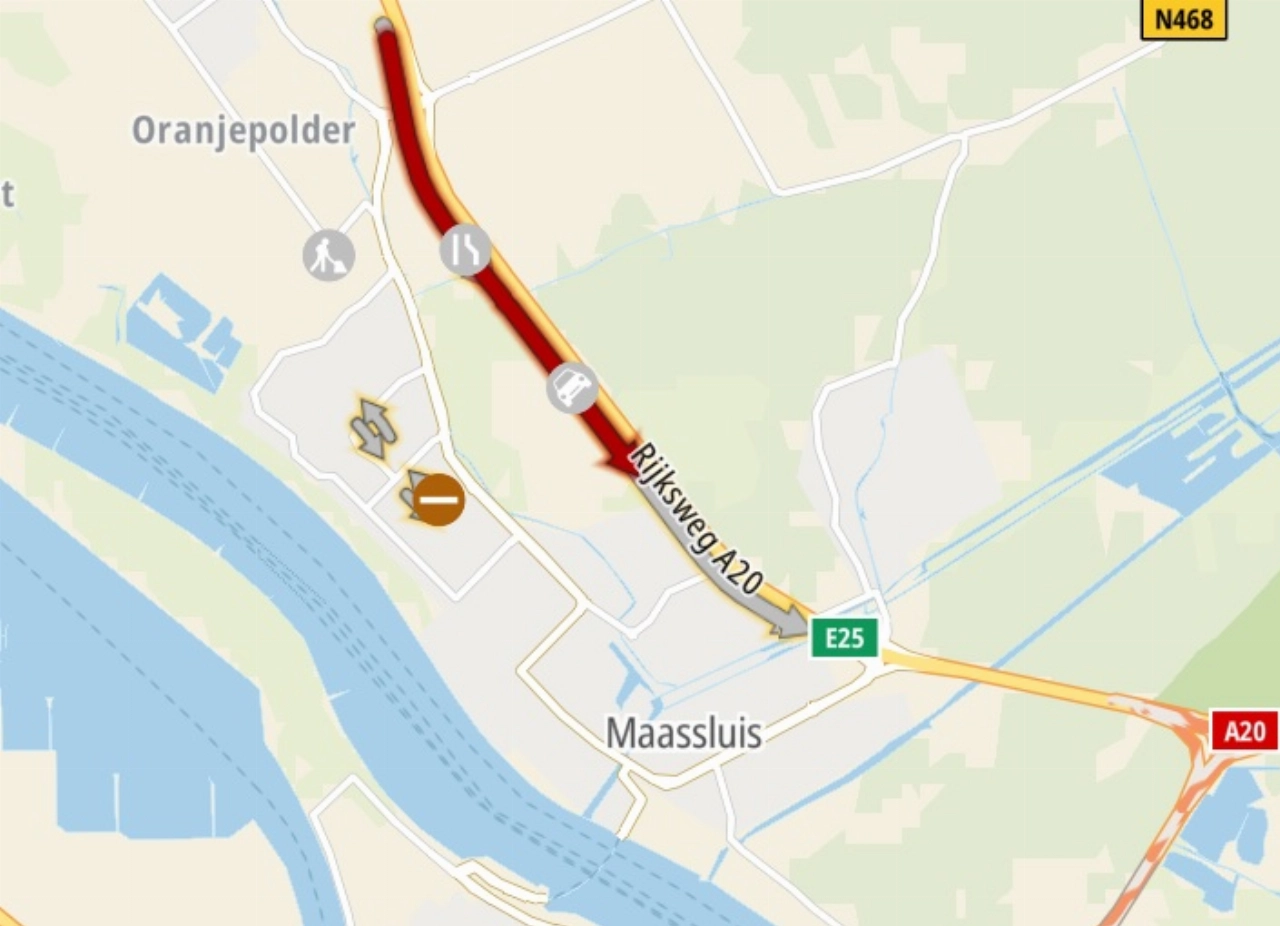 File door ongeluk op de A20 bij Maassluis