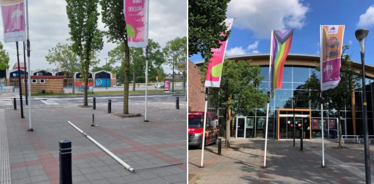 Progress-vlag Theater Koningshof gestolen
