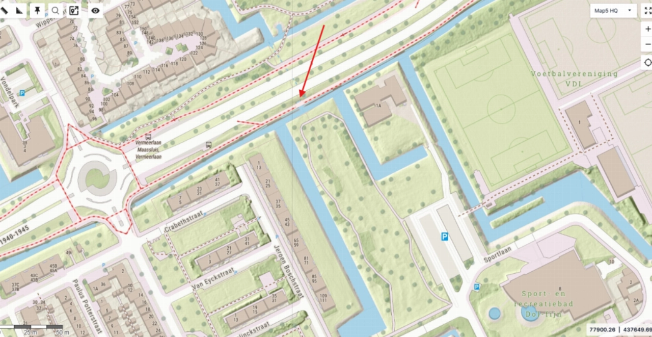 Brug fietspad Laan 1940-1945 afgesloten