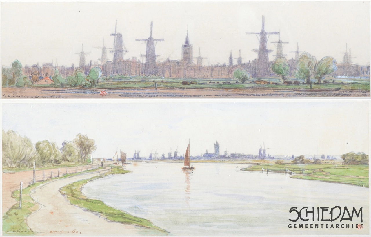 Twee Schiedamse stukken Franse schilder naar gemeentearchief