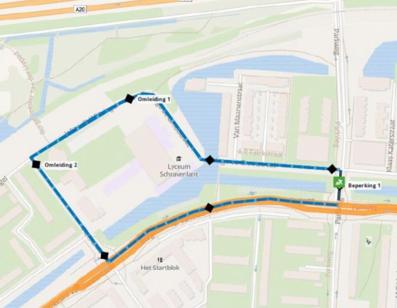 Wegafsluiting stuk Parkweg