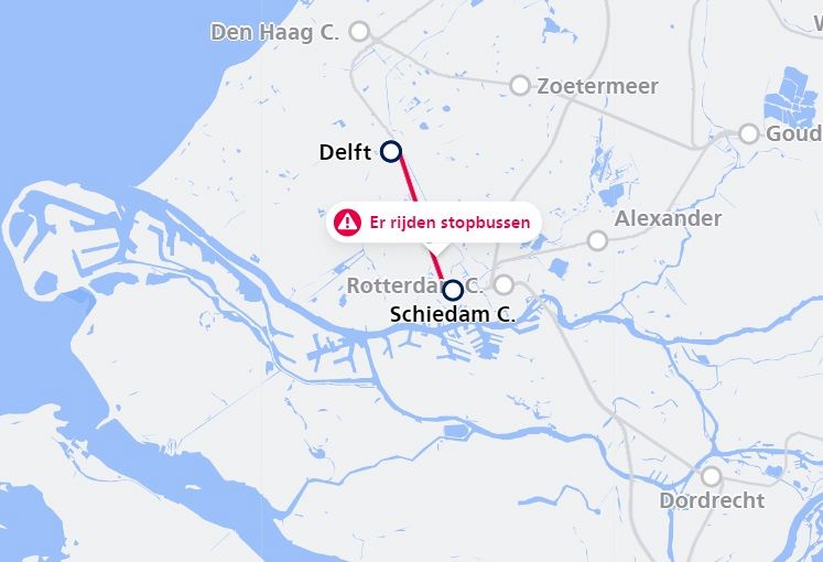Defecte bovenleiding: geen treinen tussen Delft en Schiedam