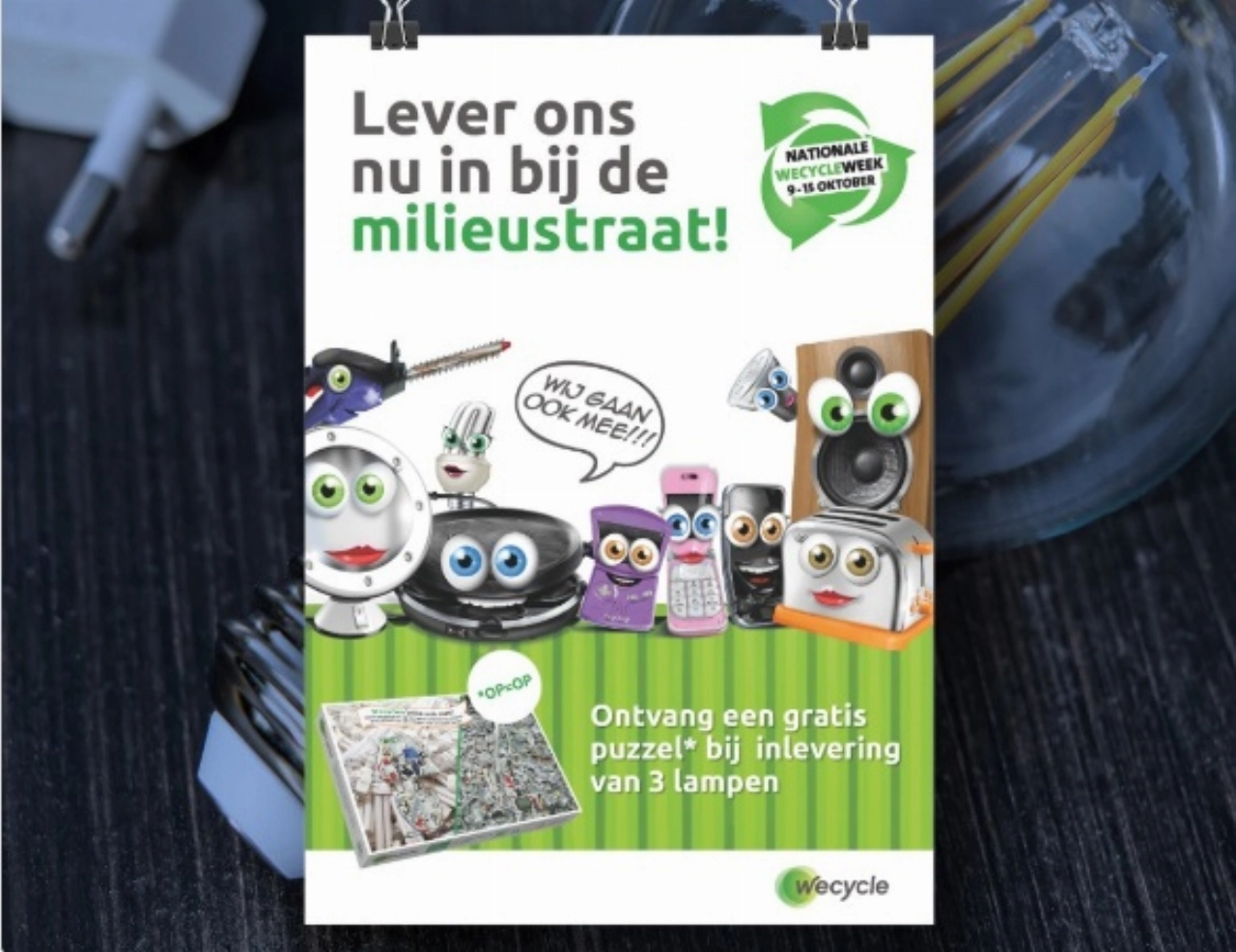 Gratis puzzel bij inlevering van drie lampen