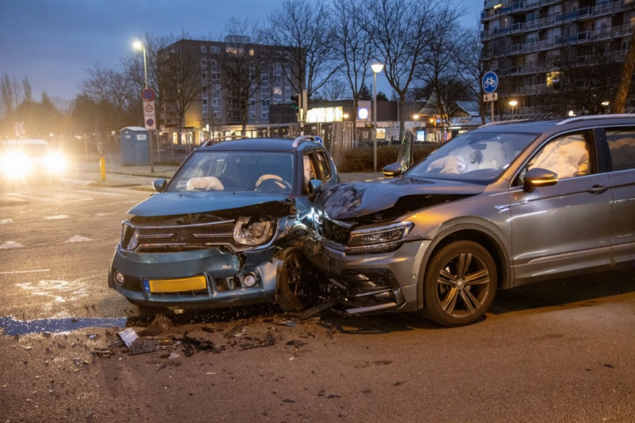 Twee auto’s total loss na aanrijding in Schiedam