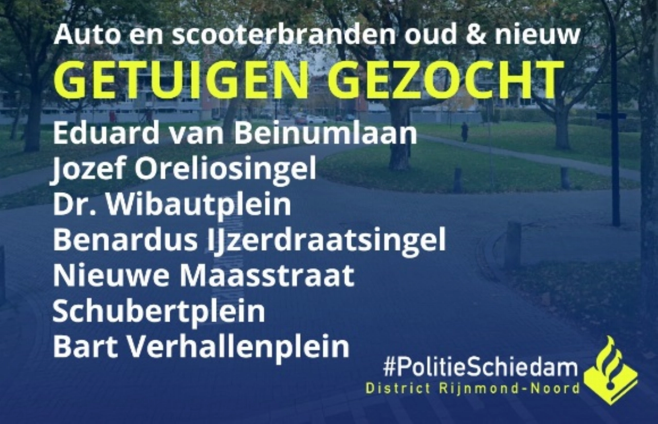 Politie zoekt getuigen auto- en scooterbranden