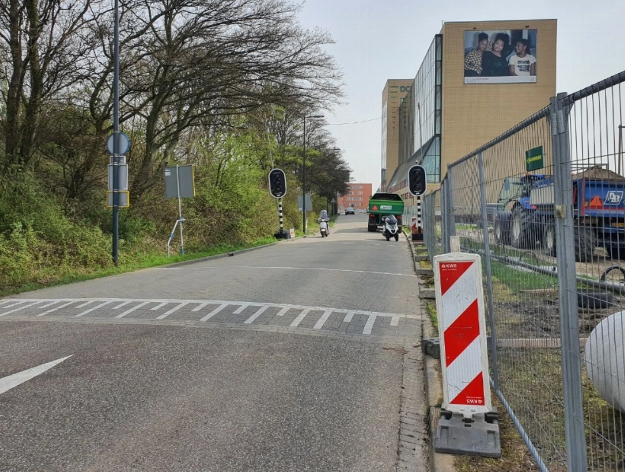 Tijdelijke verkeerslichten op Schievesteweg