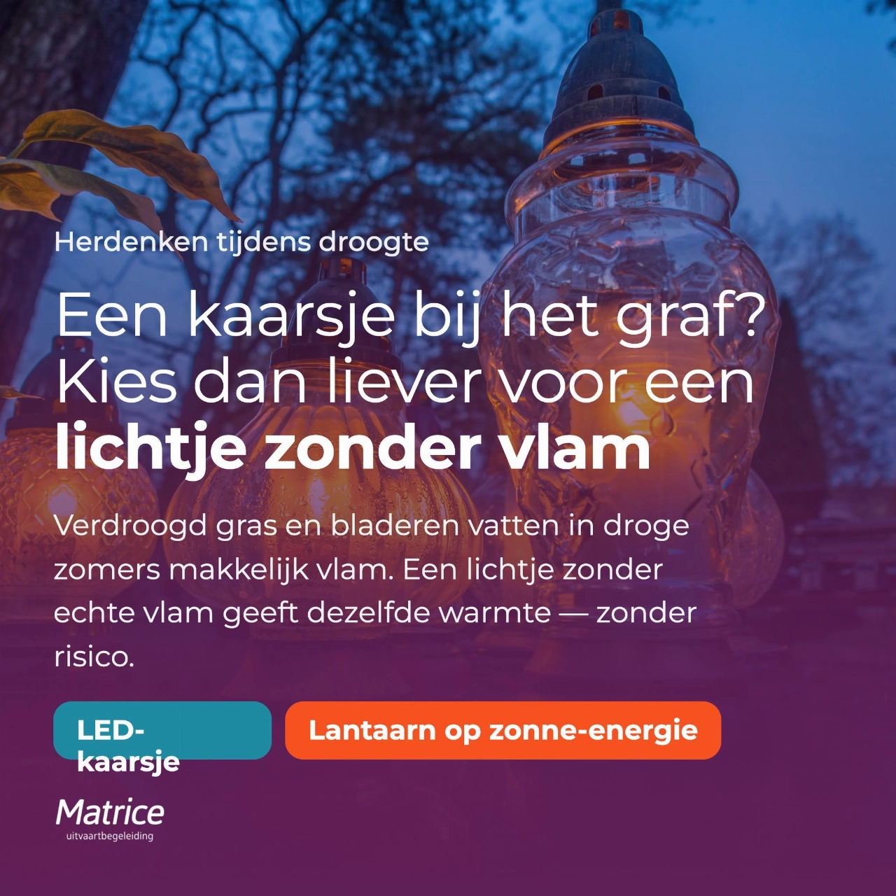 Voorzichtig met kaarsjes op de begraafplaats