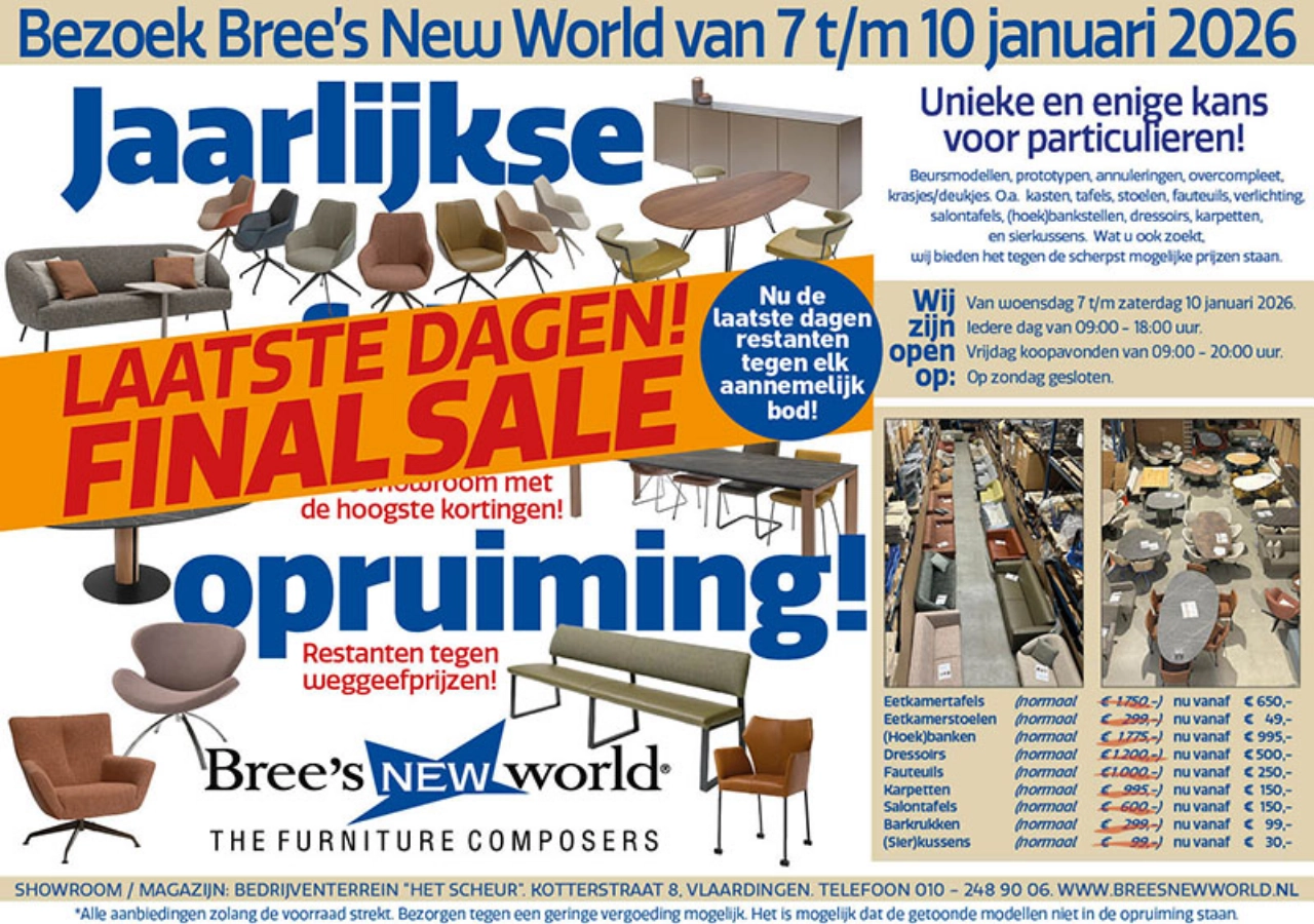 Final Sale Bree’s New World, nu tegen elk aannemelijk bod