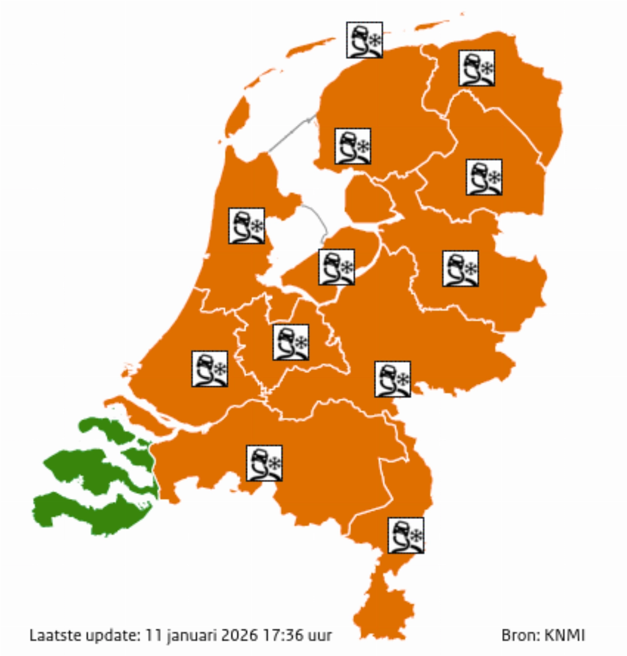 Code Oranje vanwege ijzel