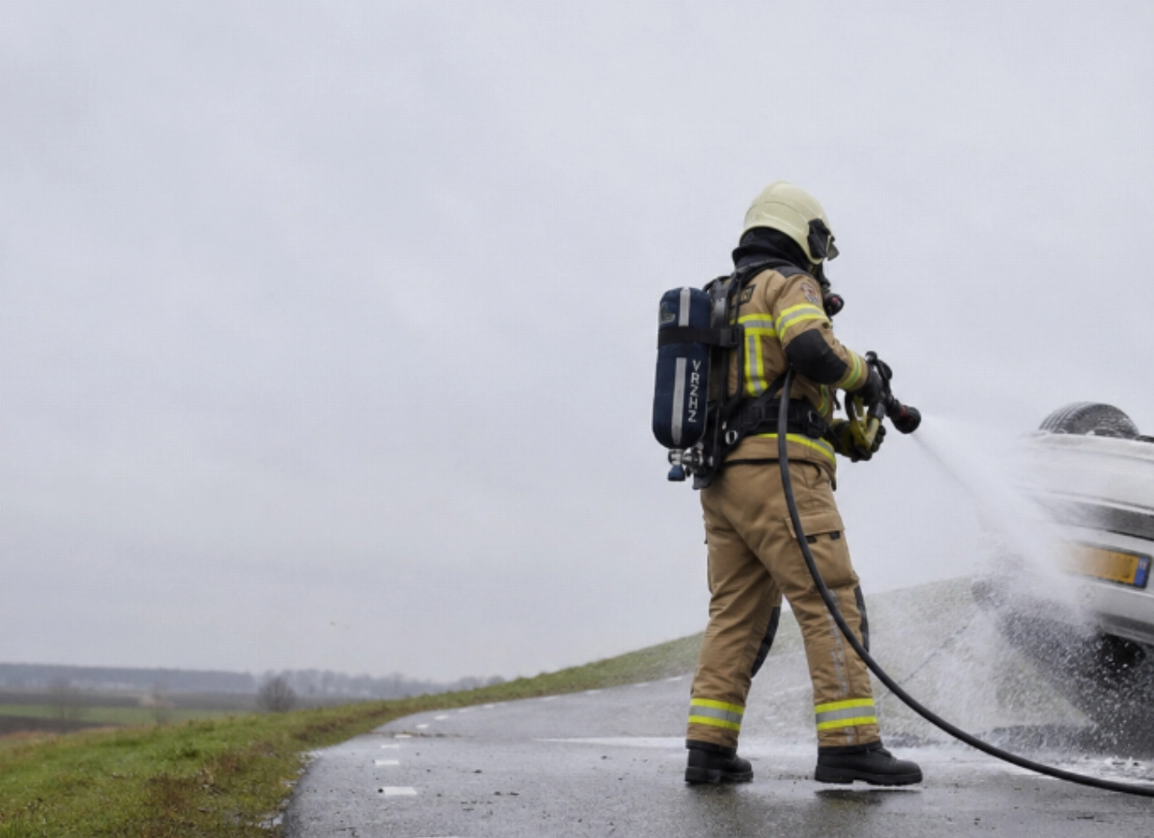 Auto slaat over de kop en vliegt na harde klap in brand