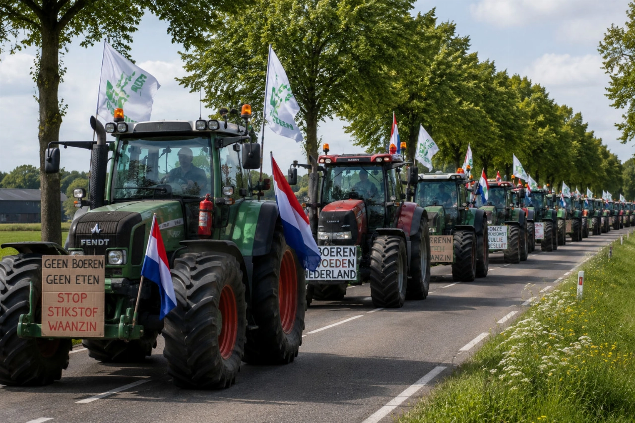 Boeren trekken met trekkers naar Den Haag uit protest tegen stikstofplannen