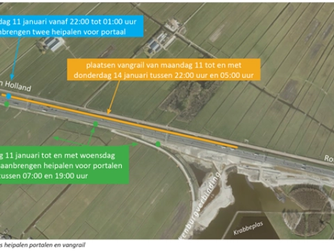 Nachtwerk langs de A20 in Vlaardingen