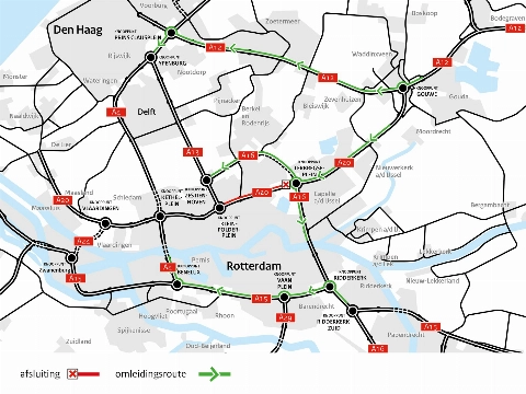 A20 richting Hoek van Holland twee weken dicht
