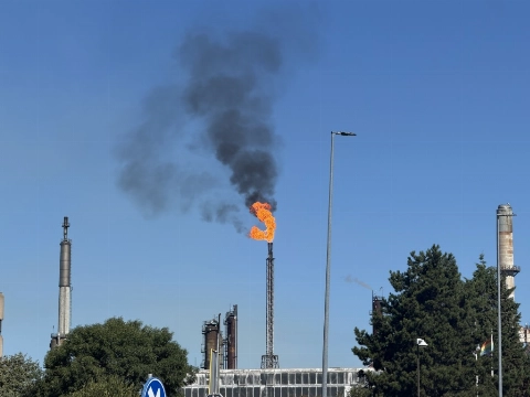Grote rookwolken door affakkelen na noodstop bij raffinaderij