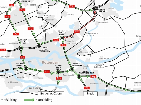 A20 volgend weekend afgesloten