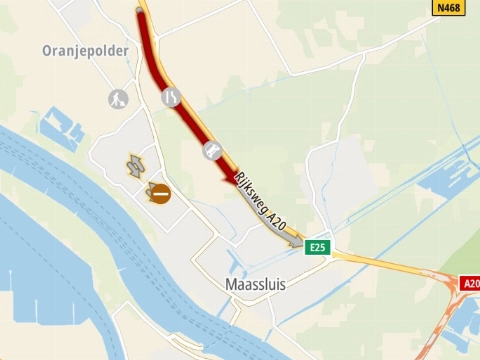 File door ongeluk op de A20 bij Maassluis