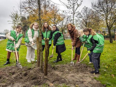 Leerlingen planten bomen voor Nationale Boomfeestdag