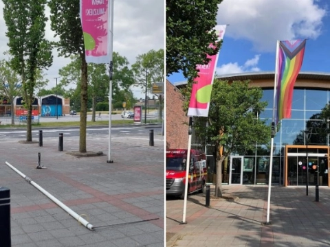 Progress-vlag Theater Koningshof gestolen