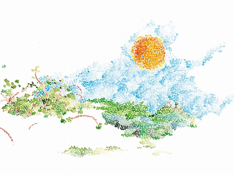 Djip Minderman exposeert mozaïeklandschappen in het Douanehuisje