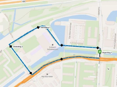 Wegafsluiting stuk Parkweg