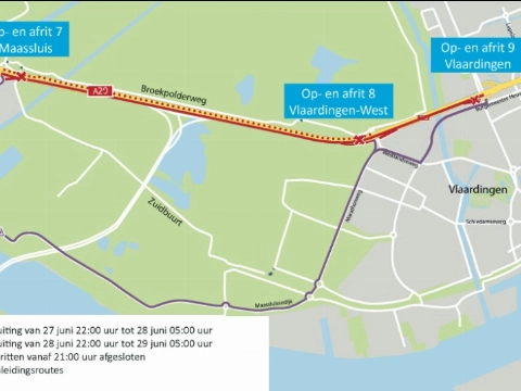A20 &rsquo;s nachts dicht voor werk aan Blankenburgverbinding