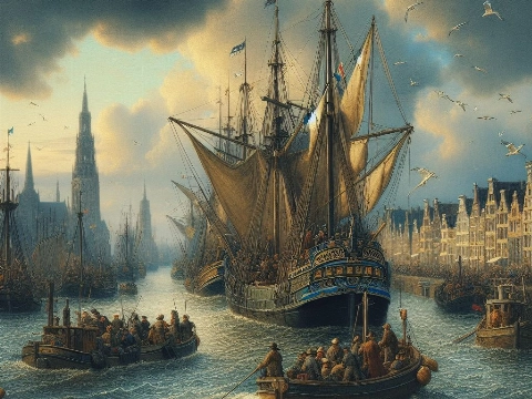 Schiedam getekend door de 'Bing-imagecreator'