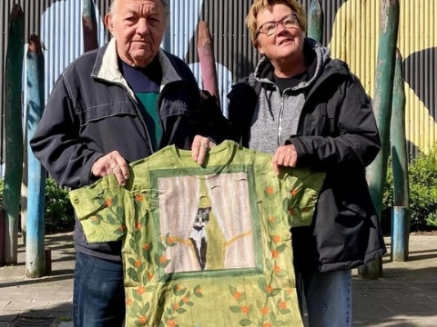 Beschilderde kledingstukken in Schreiershuisje