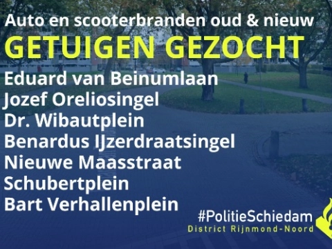 Politie zoekt getuigen auto- en scooterbranden