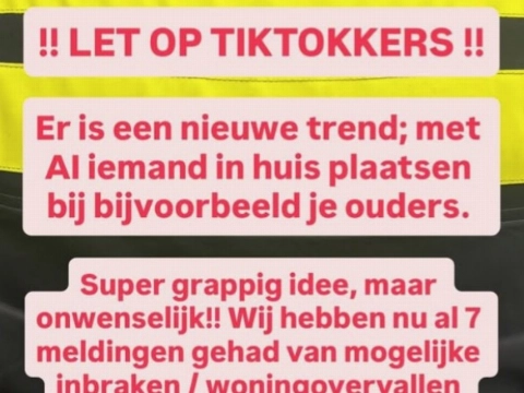 Politie waarschuwt voor Tiktokgril