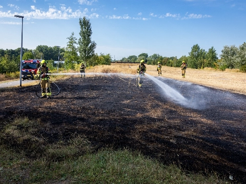 Gras op tunneldak in brand