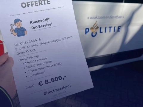 Politie waarschuwt voor 'klussers'