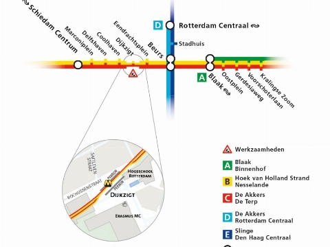Metroverbinding gehinderd door werkzaamheden