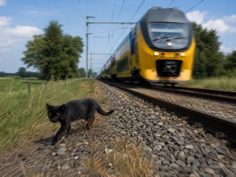 Treinen tijdelijk stil voor moederpoes en twee kittens