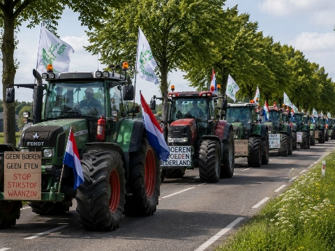 Boeren trekken met trekkers naar Den Haag uit protest tegen stikstofplannen