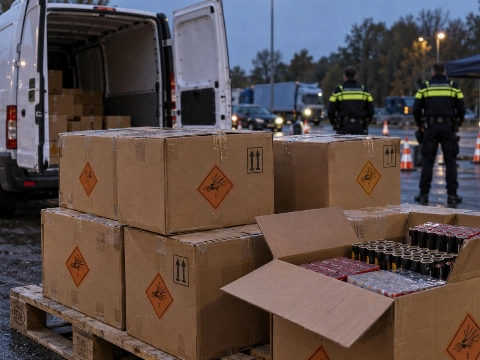 Zeven mannen aangehouden na onderscheppen van 3800 kilo zwaar vuurwerk