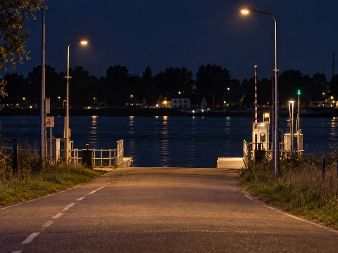 Grote zoekactie naar mogelijk voertuig in Lek bij Streefkerk, pont uit de vaart