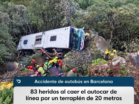 Bus stort twintig meter naar beneden in Spanje: 83 gewonden